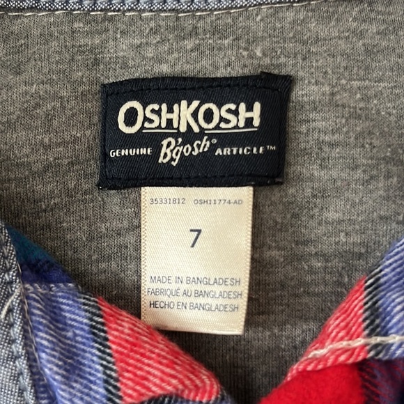 OshKosh - Boys Plaid Button Up - Size 7 - Picture 3 of 6